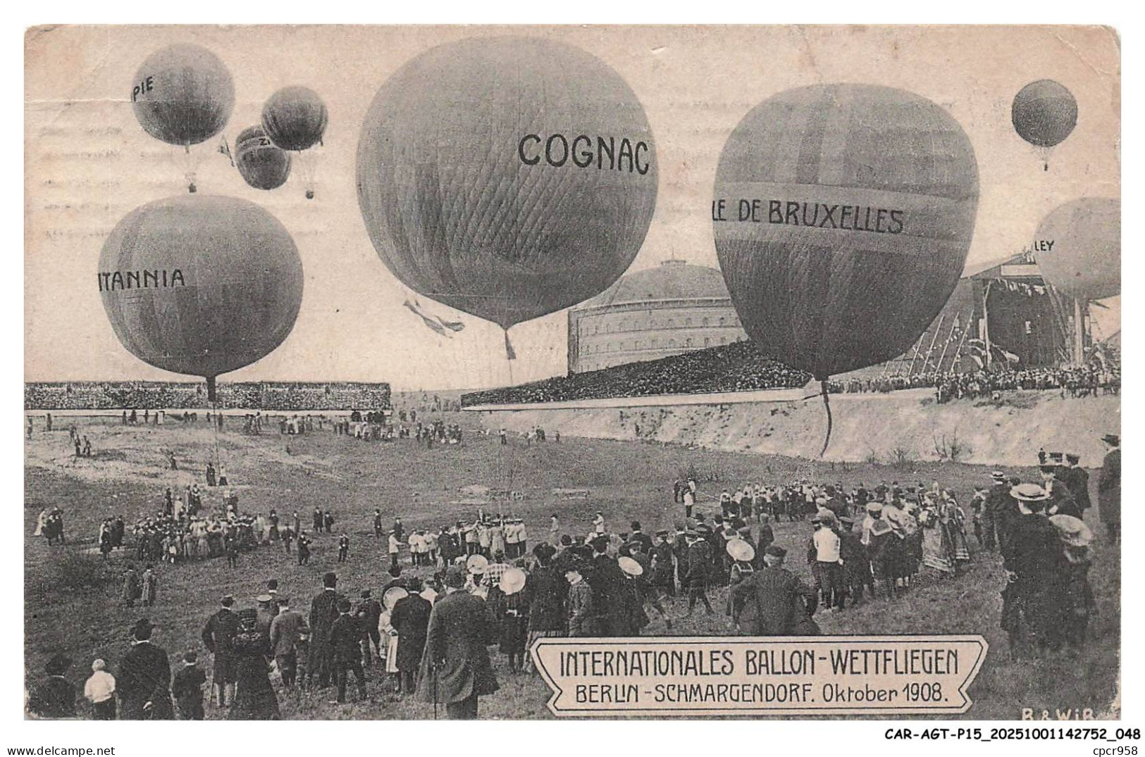 CAR-AGTP15-0676-ALLEMAGNE - Internationales ballon-wettfliegen - BERLIN - Schmargendorf - Oktober 1908