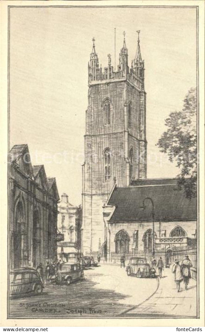Cardiff Wales St John's Church Kuenstlerkarte
