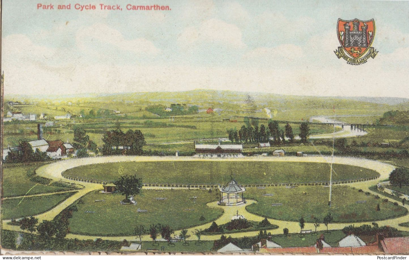 Carmarthen Town Carmarthenshire Cycle Track Park Welsh Postcard