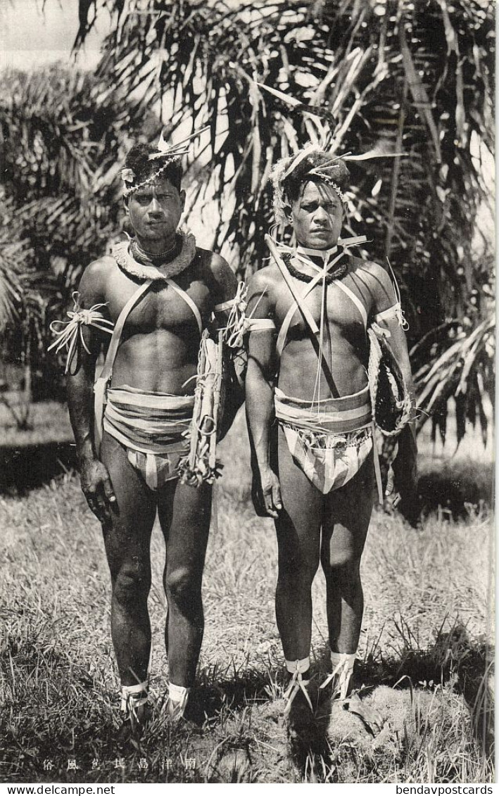 Caroline Islands, Truk Atoll, Two Native Men (1930s) Micronesia Postcard