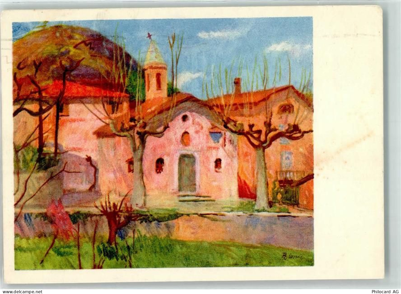 Carona Bei Carona Kapelle sign. R Conti Pro Juventute Schweiz Künstlerka... - 39410930