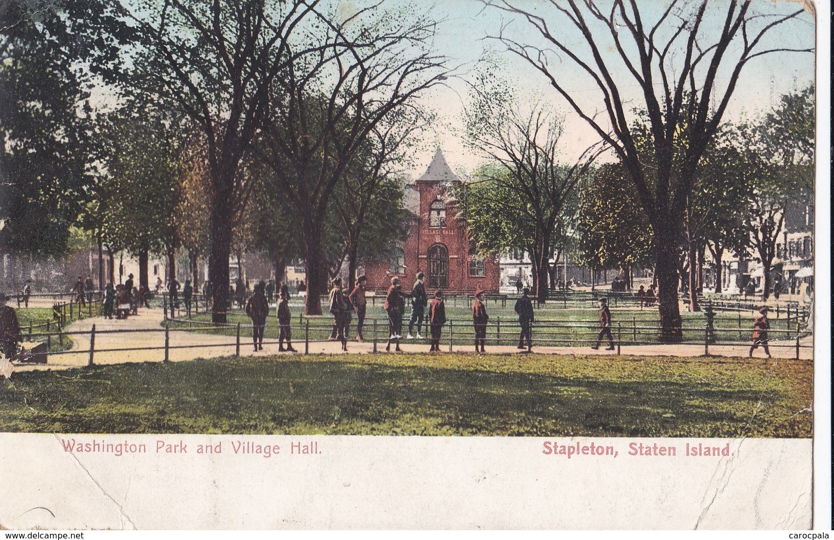 carte 1908 Washington park and village hall , stapleton , staten island