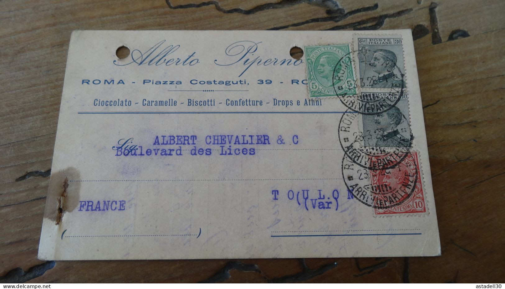 Carte commerciale,  Alberto Piperno, ROMA - 1926   ............. Boite2-428g