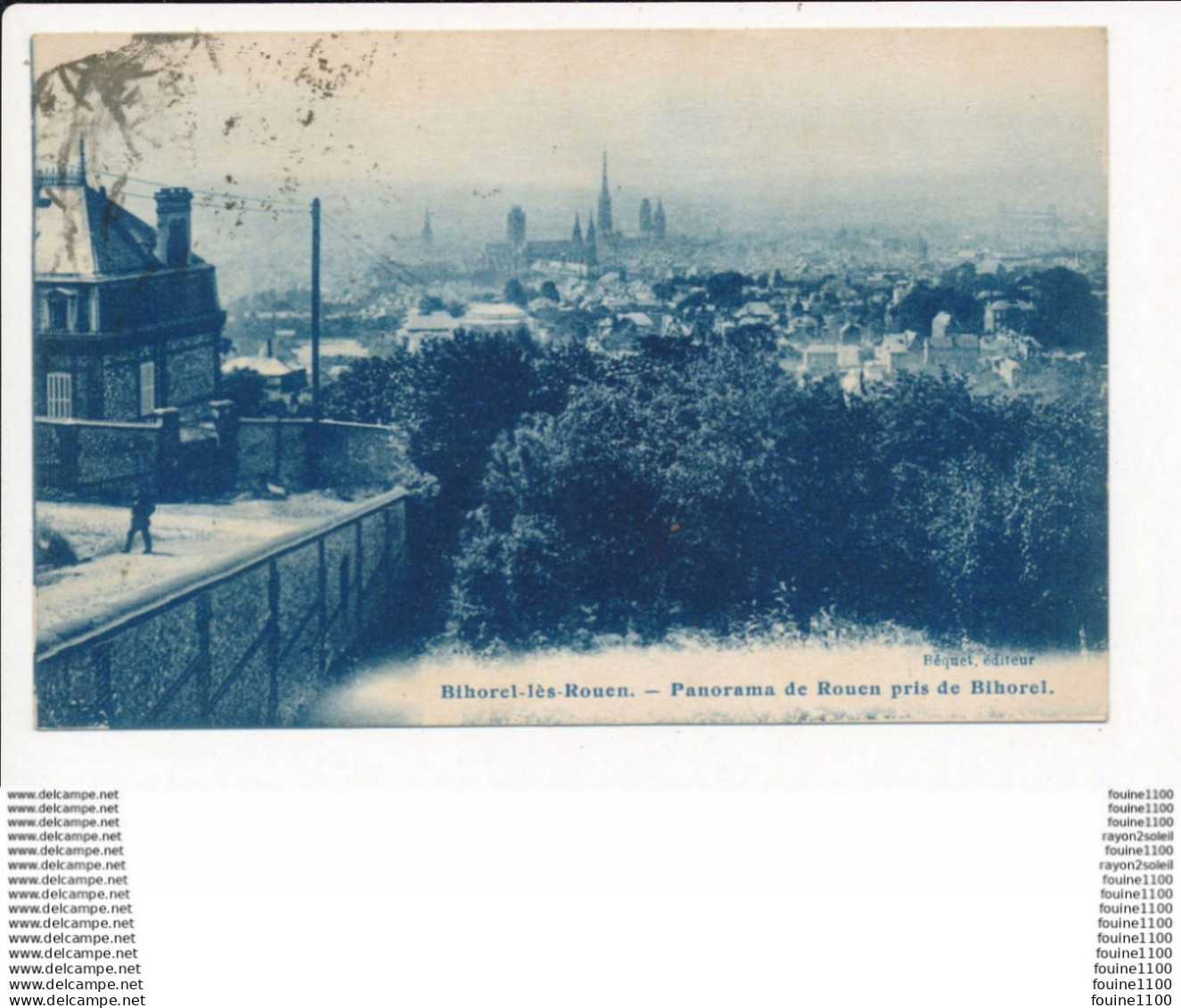 carte de BIHOREL LES ROUEN panorama de rouen pris de bihorel  ( recto verso )