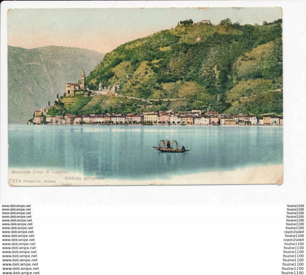 carte de morcote  lago di lugano  veduta  générale ( recto verso ) mauvais état