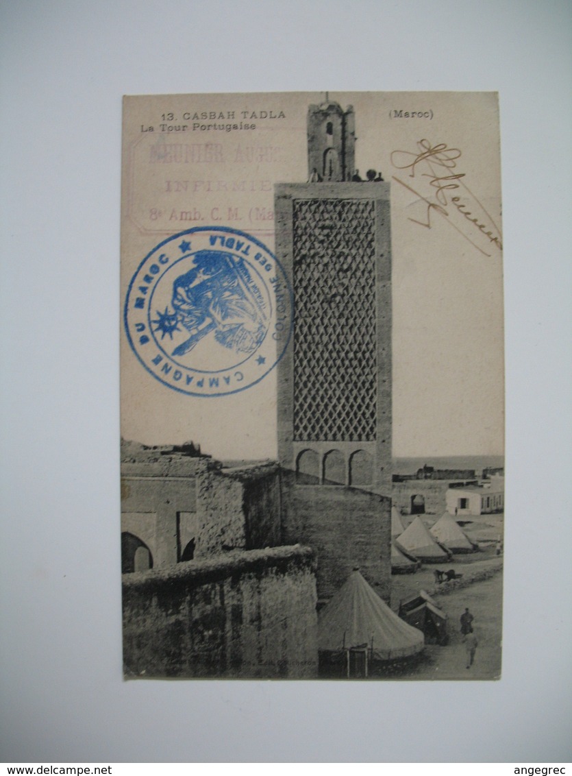 Carte  Maroc  Casbah Talda - La Tour Portugaise  1914  cachet Campagne du Maroc