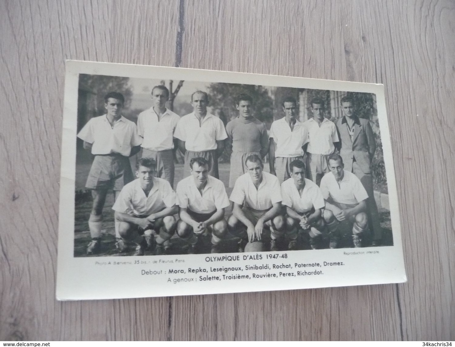 Carte photo  30 Gard Alès Alais olympique d'Alès 1947/48 football personnages nommés