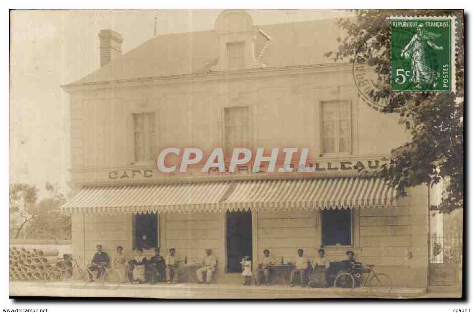 CARTE PHOTO Brain sur Allonnes Cafe Mairie Cailleau