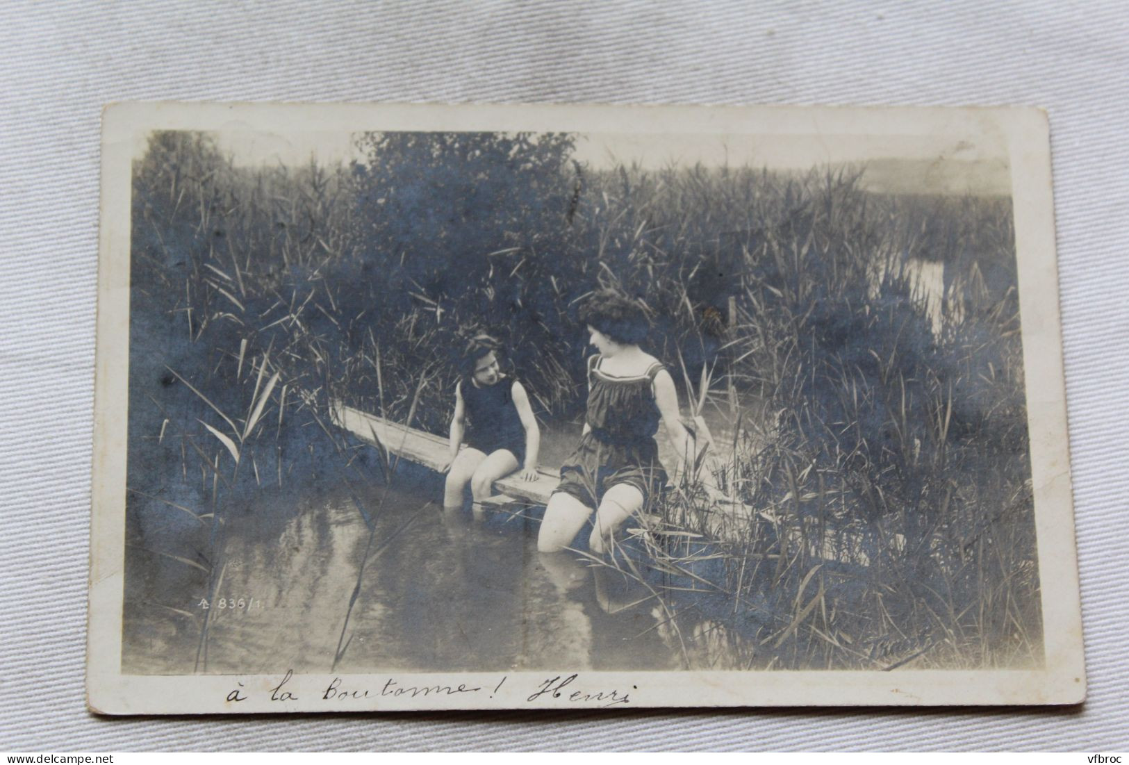 Carte photo, deux baigneuse dans la Boutonne, Deux Sèvres 79