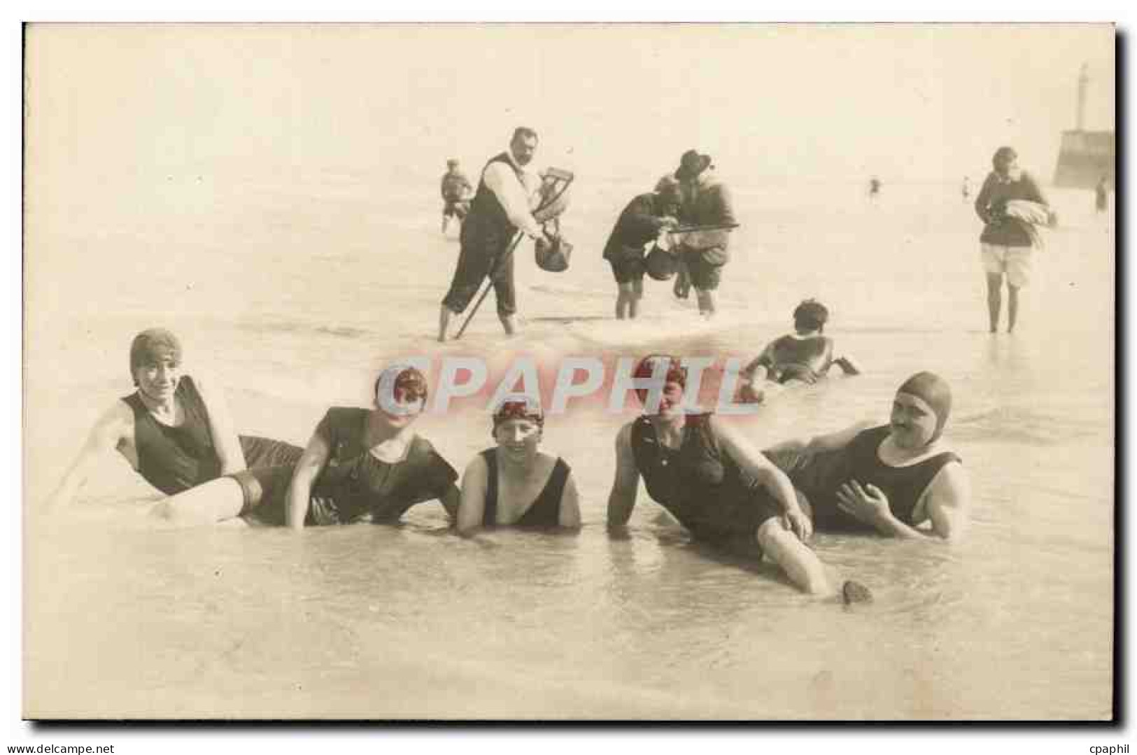 CARTE PHOTO Fort Mahon - L'Heure du bain - CPA