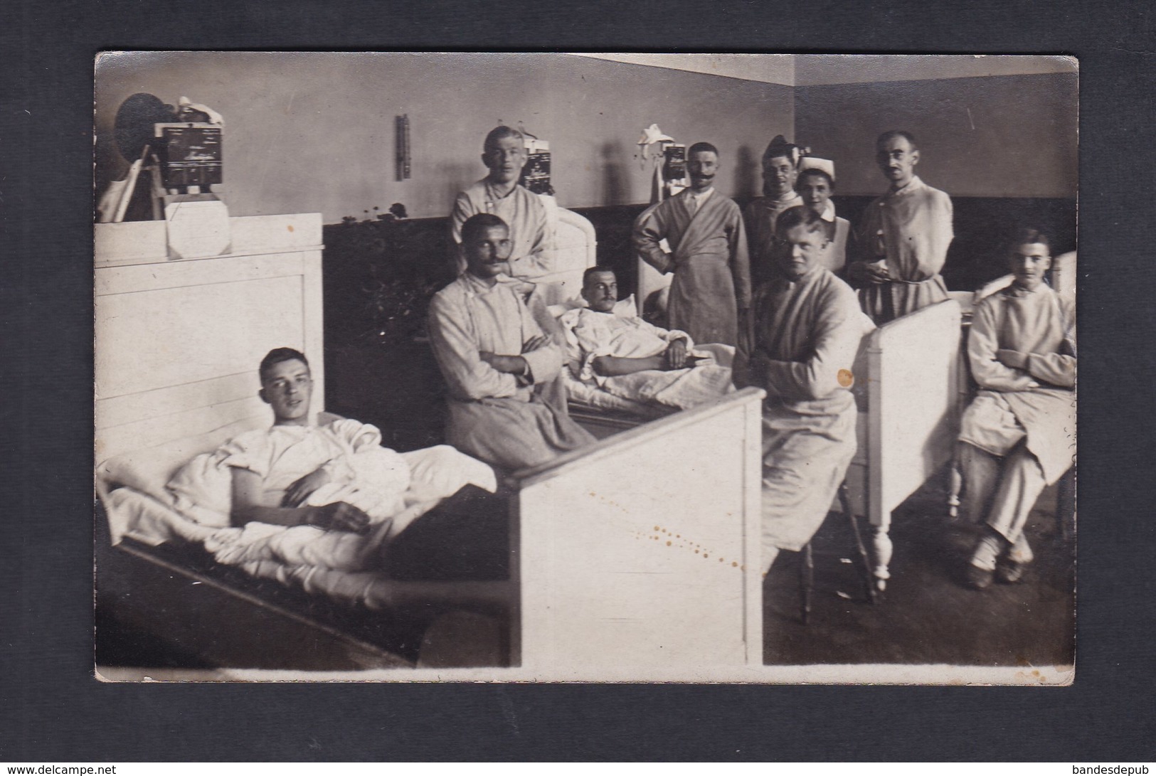 Carte Photo Guerre 14-18 Militaires allemands blesses Hopital Breme Bremen Lazarett Deutsche Armee