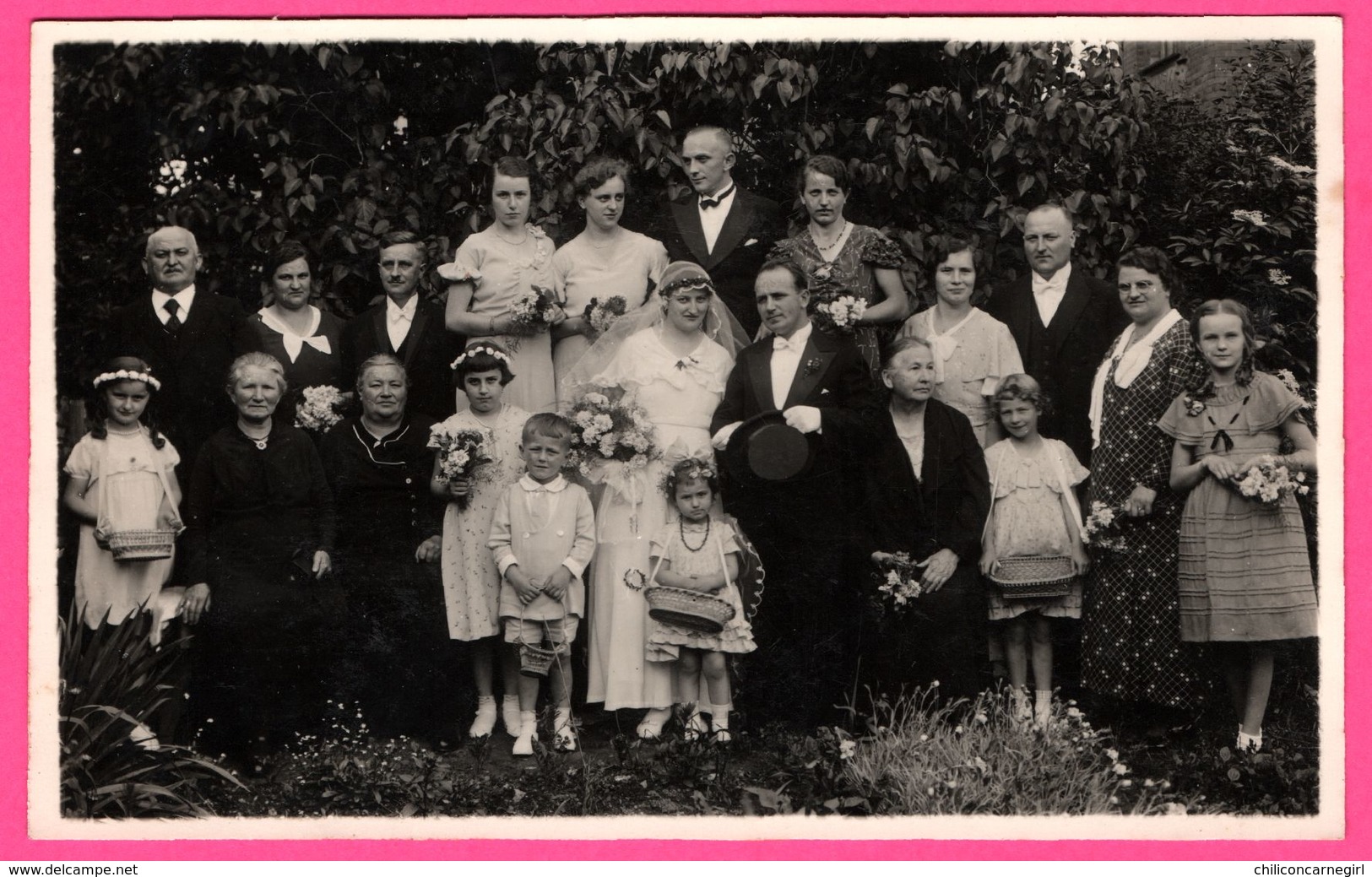 Carte Photo - Mariage - Couple de Mariés avec Famille - Fleurs - Enfant - Animée - PHOTO ATELIER MEIHNER STADTILM