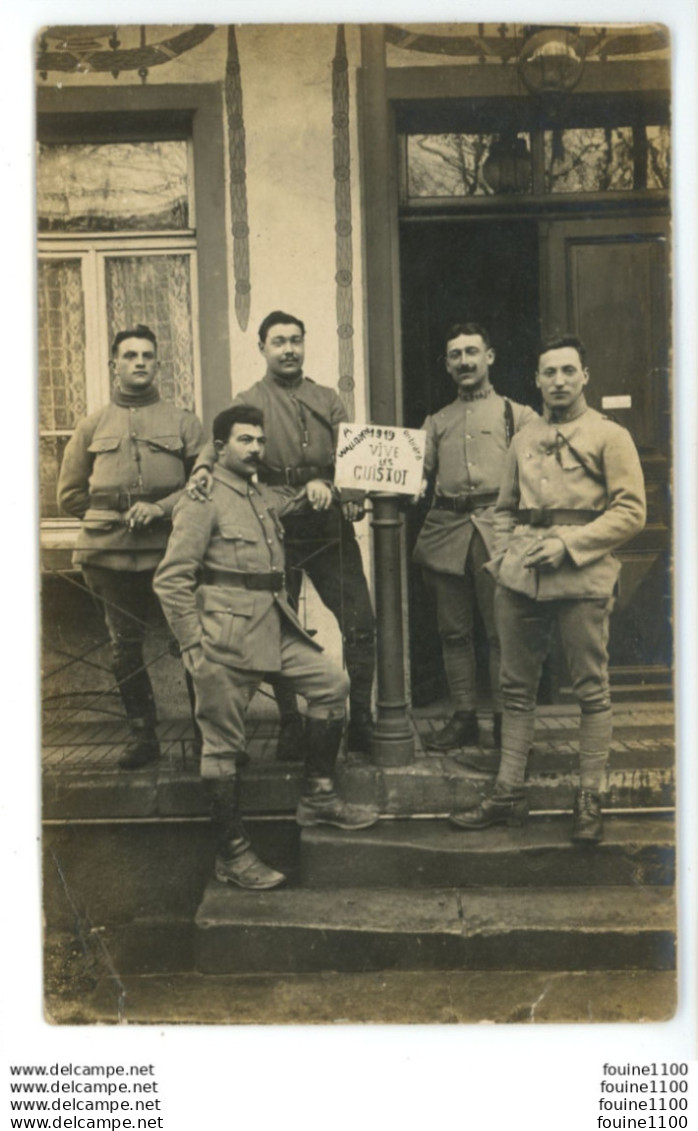 CARTE PHOTO militaire à identifier ( attention à vérifier écriture à la main sur la pancarte WALLDORF 1919 )