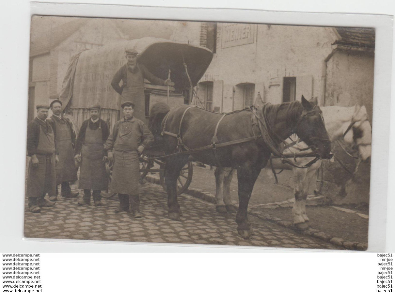carte photo Villeneuve sur Yonne Georges Sellerin distillateur rue du Général faidherbe   " gros plan attelage "