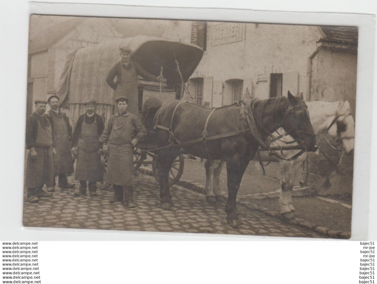 carte photo Villeneuve sur Yonne Georges Sellerin distillateur rue du Général faidherbe   " gros plan attelage "