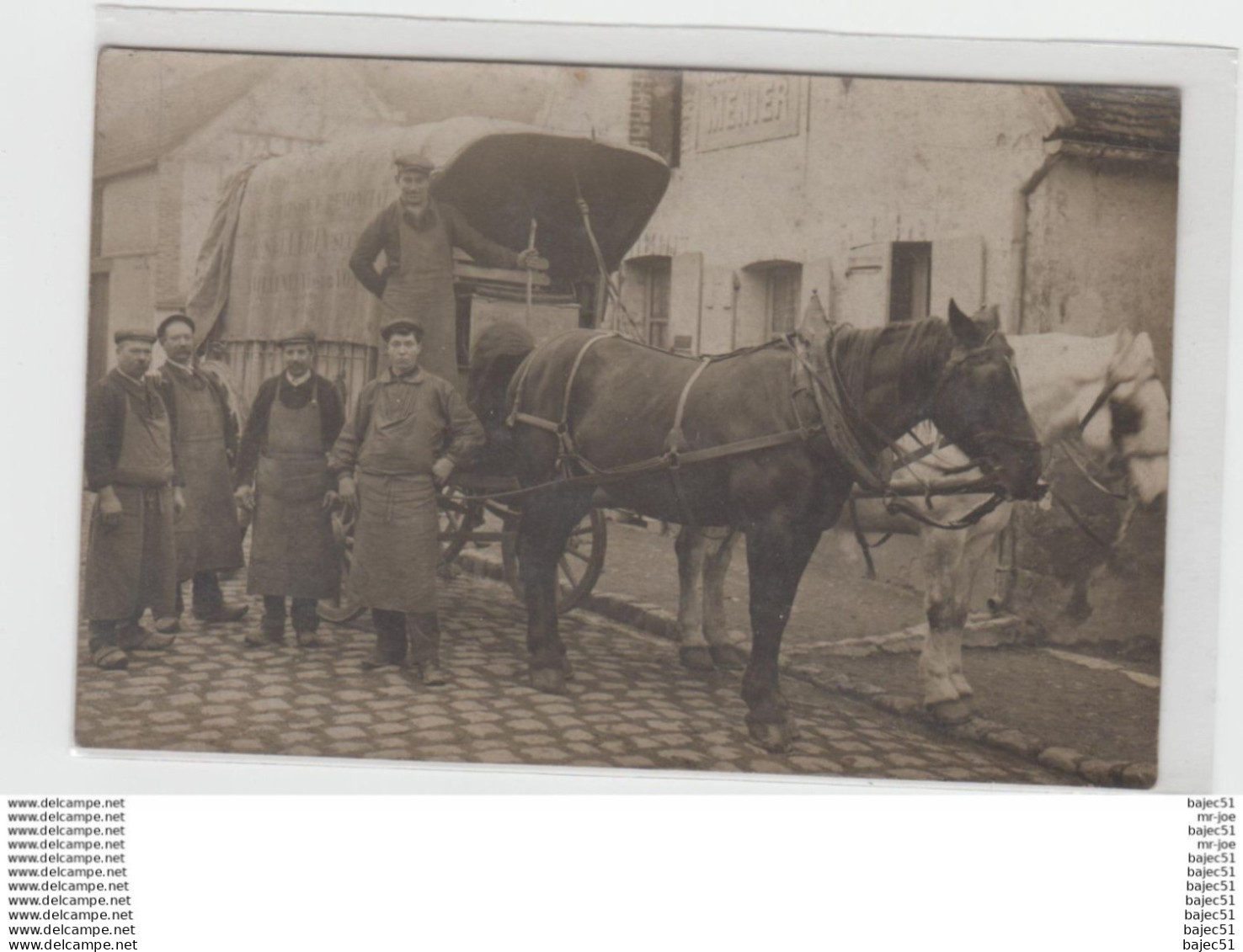 carte photo Villeneuve sur Yonne Georges Sellerin distillateur rue du Général faidherbe   " gros plan attelage "