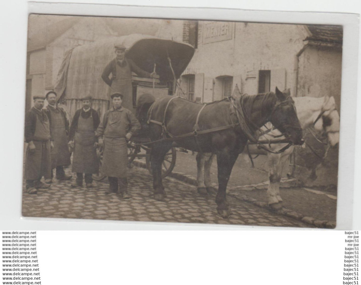 carte photo Villeneuve sur Yonne Georges Sellerin distillateur rue du Général faidherbe   " gros plan attelage "