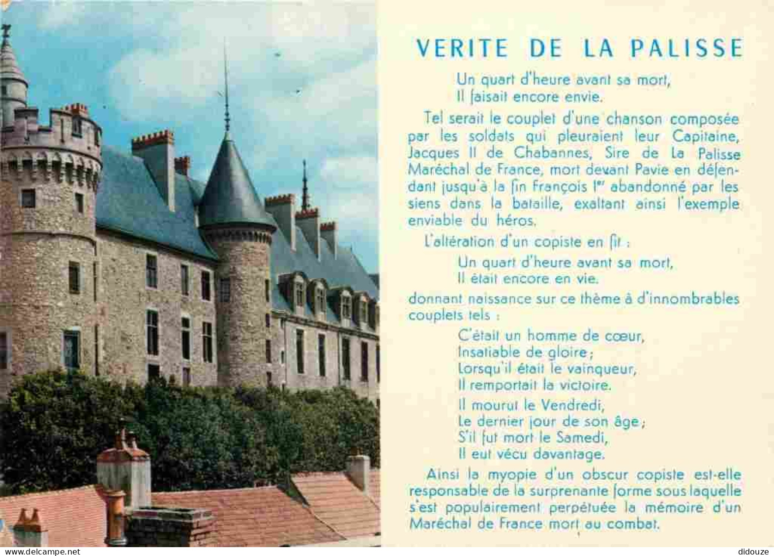 Carte Postale - 03 - Lapalisse - Le Château - Vérité de Lapalisse - CPM - Flamme Postale - Voir Scans Recto-Verso - Posc
