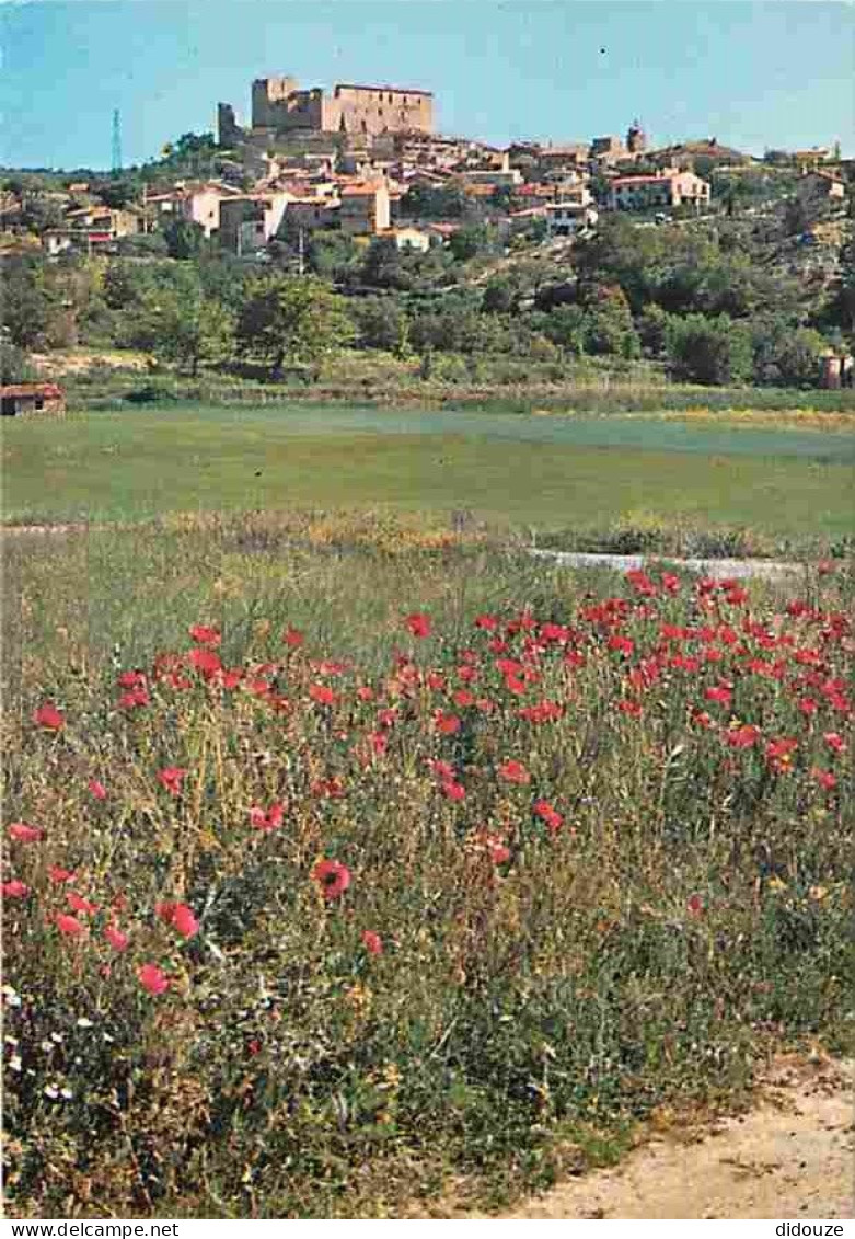 Carte Postale - 04 - Gréoux les Bains - Vue Générale - Le Château des Templiers - Fleurs - Flamme Postale de Gréoux les