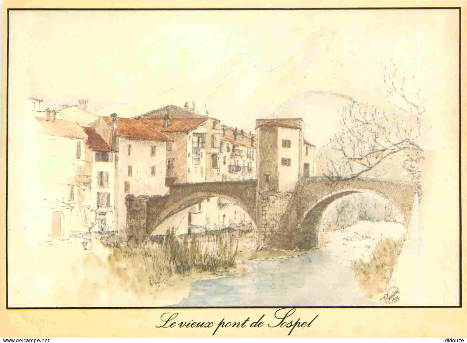 Carte Postale - 06 - Sospel - Le vieux pont de sospel - Art Dessin d'après nature par M Perreard  - CPM - Voir Scans Rec