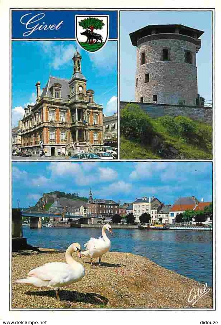 Carte Postale - 08 - Givet - Multivues - Automobiles - Blasons - Cygnes - Flamme Postale de Givet - CPM - Voir Scans Rec