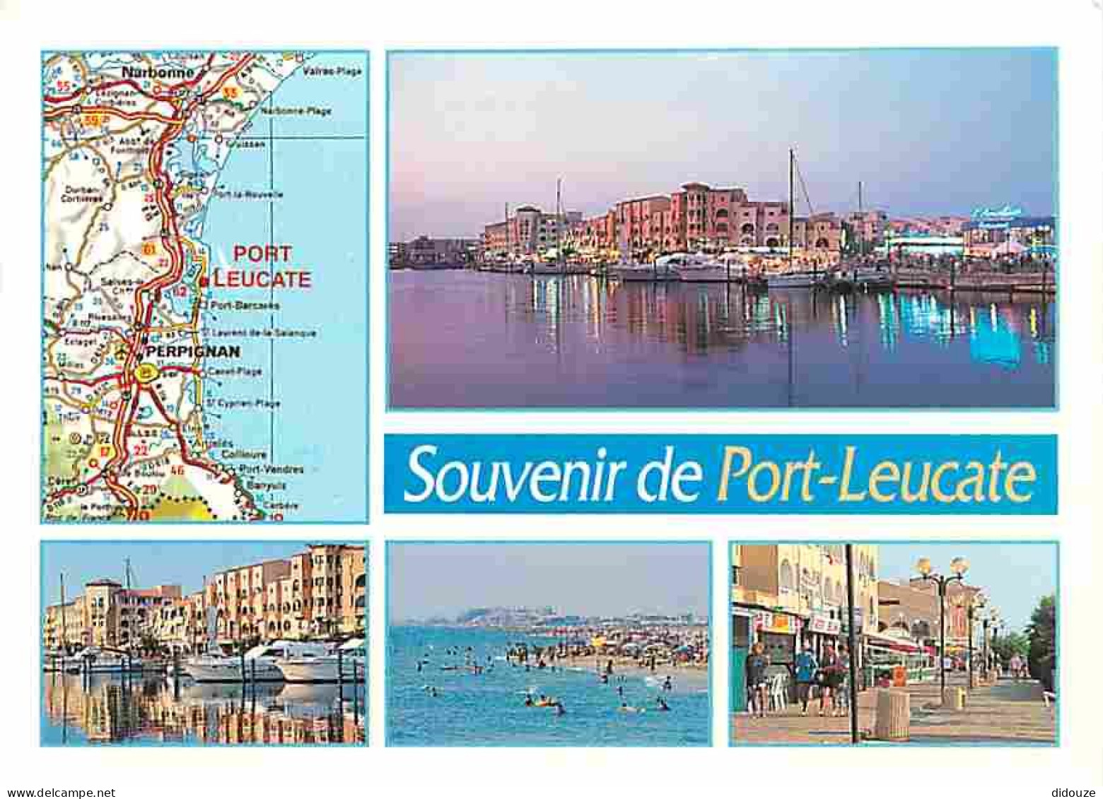 Carte Postale - 11 - Leucate - Port Leucate - Multivues - Bateaux - Carte Géographique Michelin - Flamme Postale de Leuc