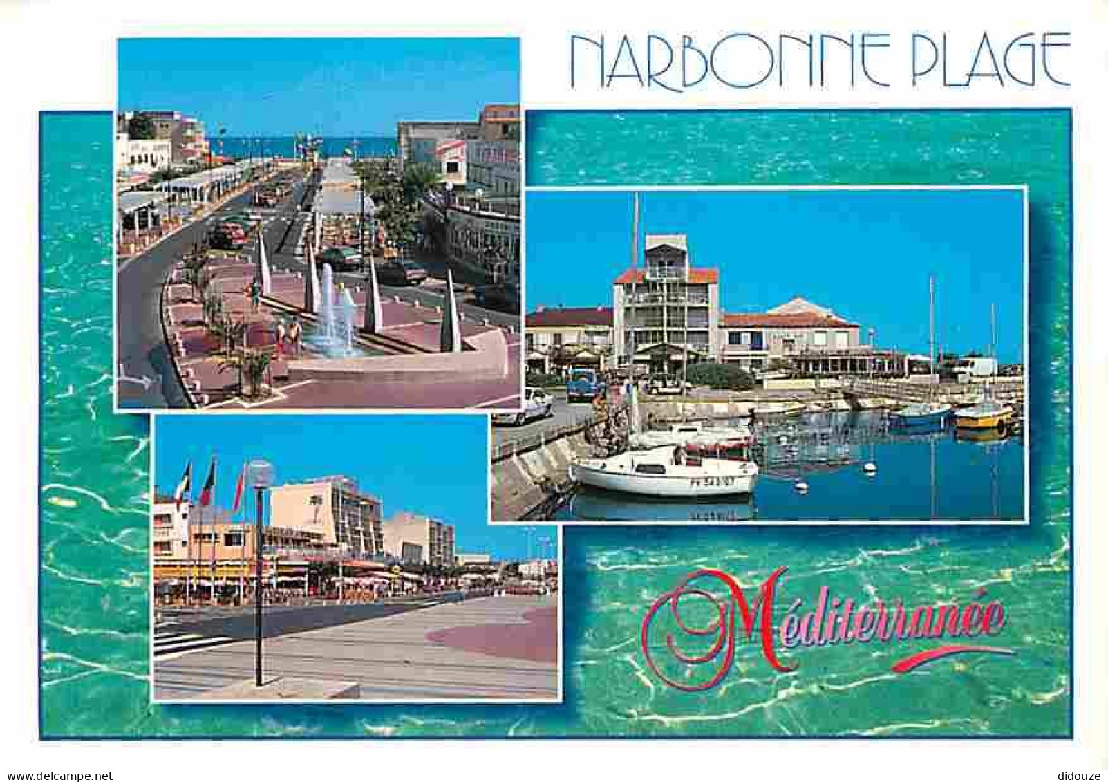 Carte Postale - 11 - Narbonne - Narbonne Plage - Multivues - Automobiles - Bateaux - Flamme Postale de Narbonne - CPM -