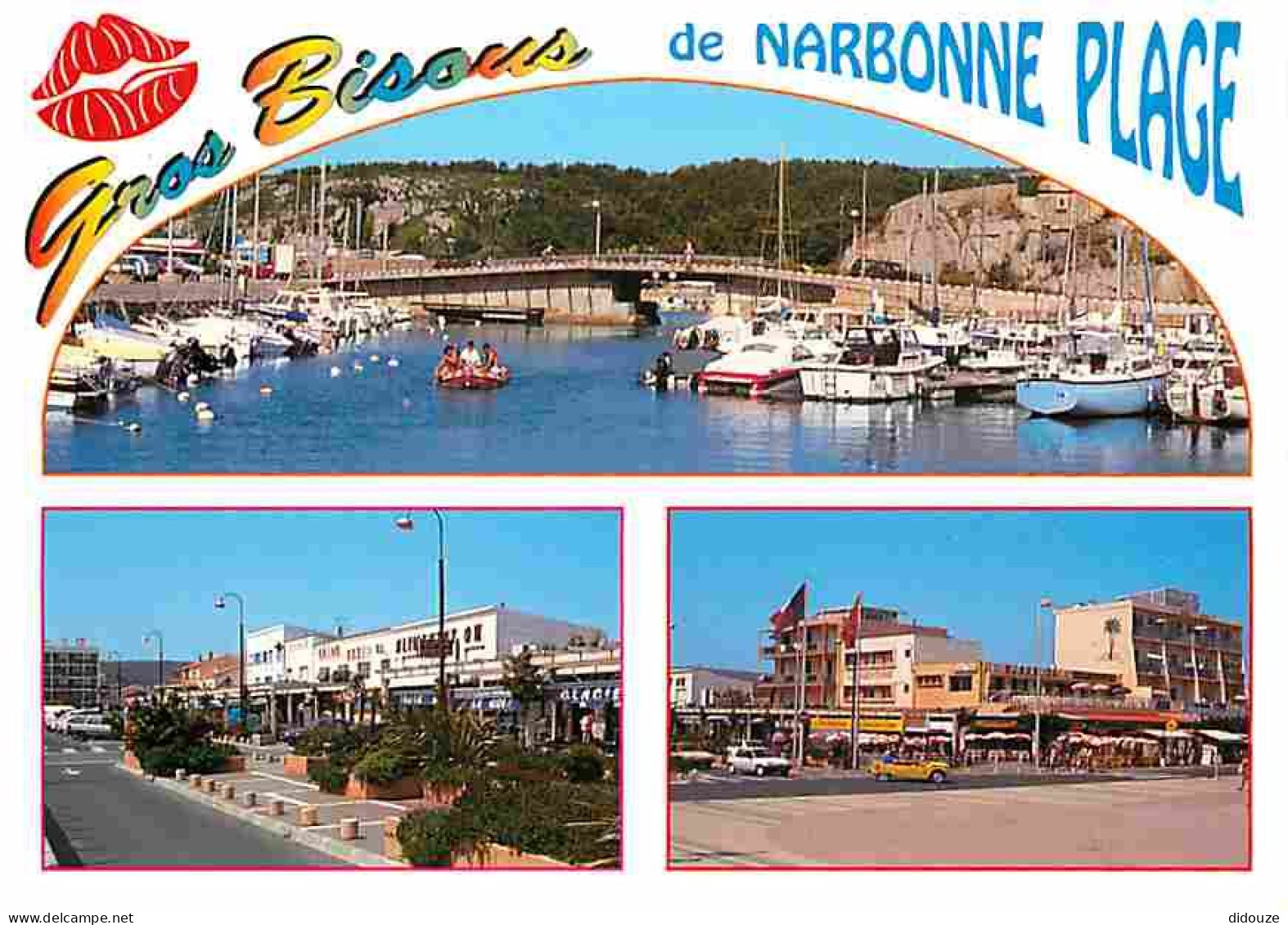 Carte Postale - 11 - Narbonne - Narbonne Plage - Multivues - Automobiles - Bateaux - Flamme Postale de Narbonne - Voir T