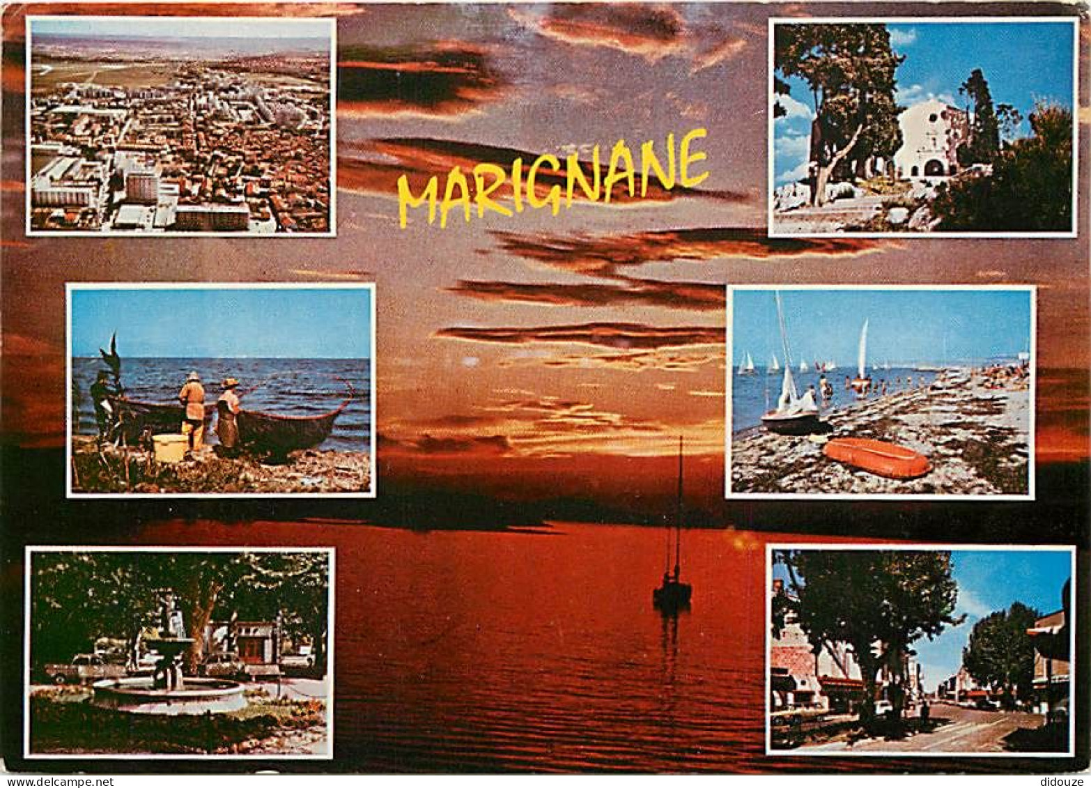 Carte Postale - 13 - Marignane - Multivues - Coucher de Soleil - Flamme Postale de Marignane - CPM - Voir Scans Recto-Ve
