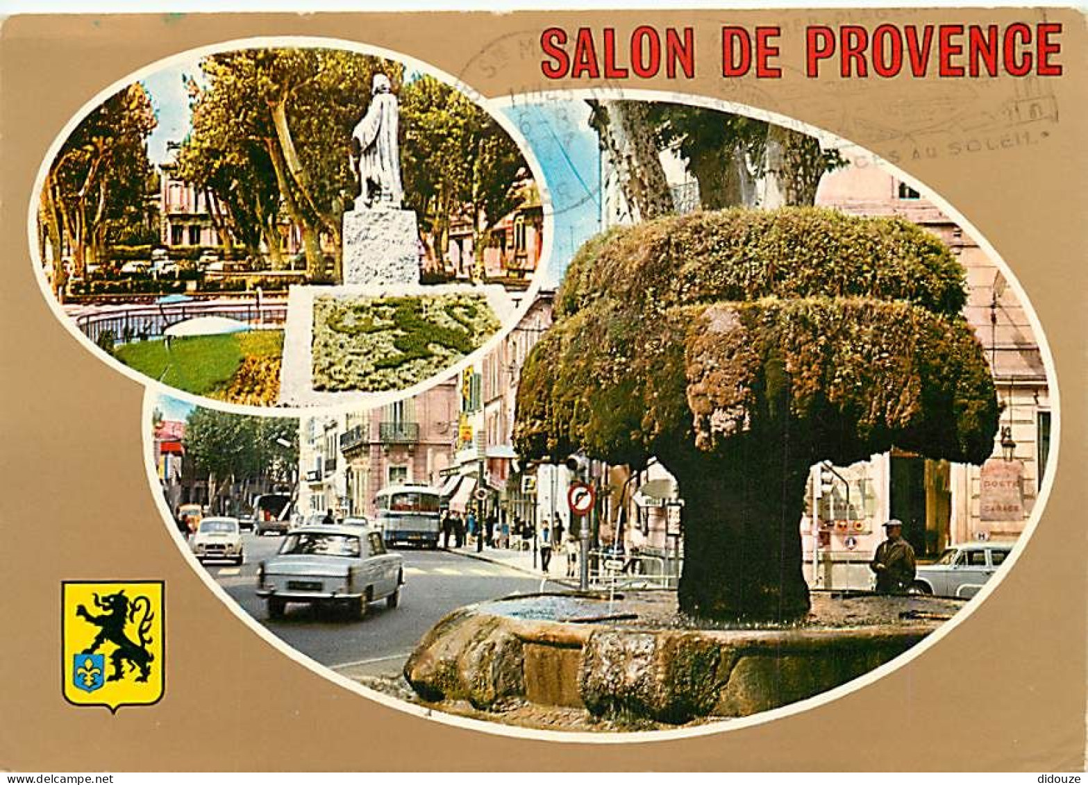 Carte Postale - 13 - Salon de Provence - Multivues - La Fontaine moussue - Automobiles - Blasons - Flamme Postale de St
