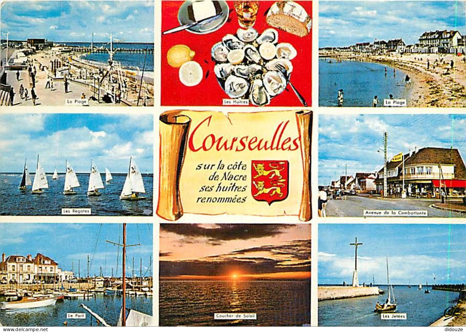 Carte Postale - 14 - Courseulles sur Mer - Multivues - Huitres - Blasons - Flamme Postale de Courseulles sur Mer - CPM -
