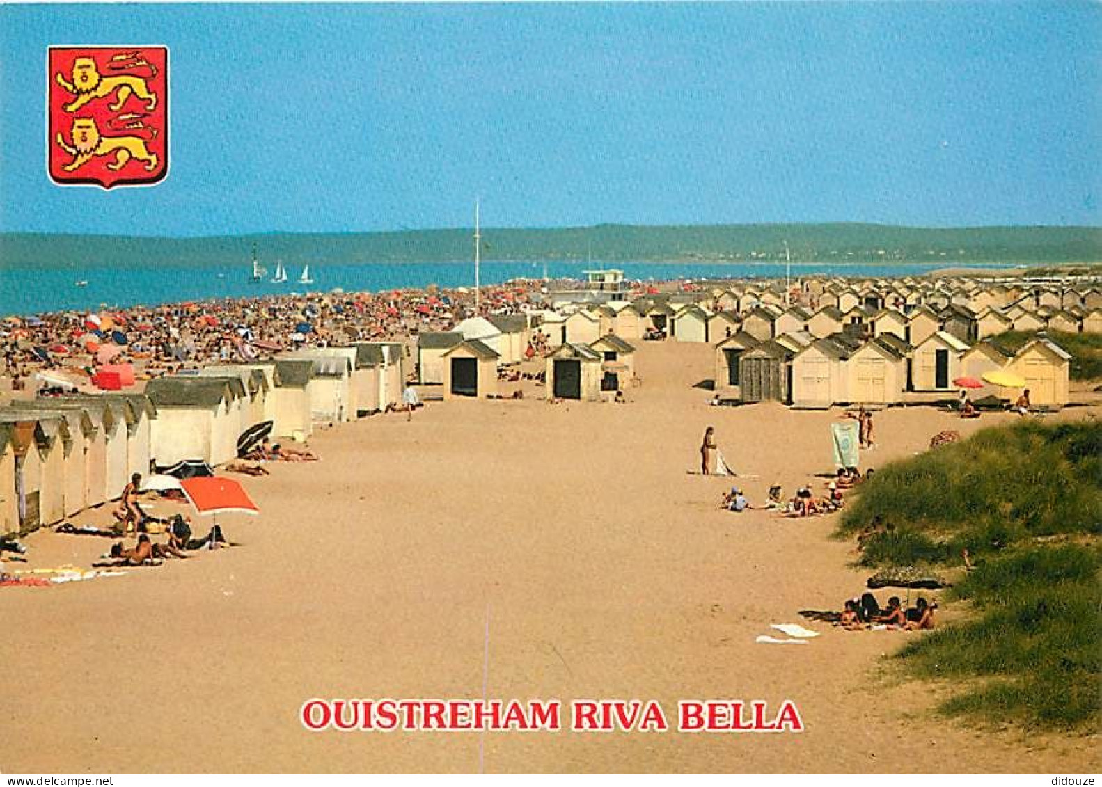 Carte Postale - 14 - Ouistreham - Riva Bella - La Plage - Scènes de Plage - Blasons - Flamme Postale de Ouistreham Riva