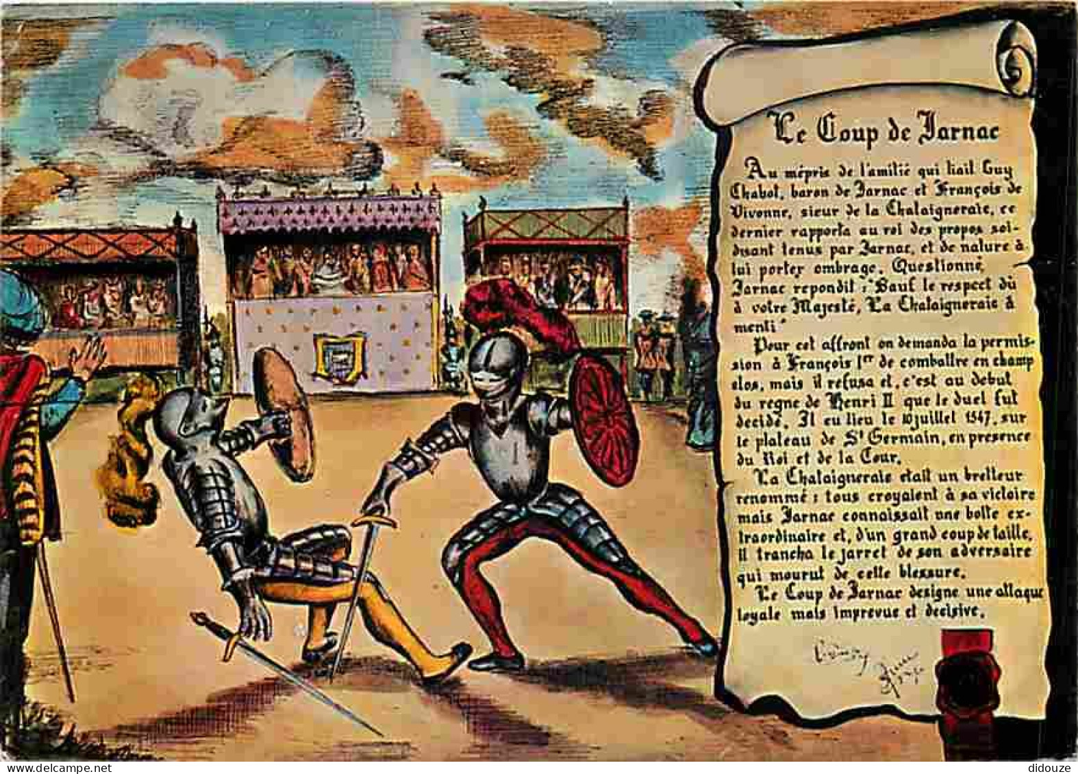 Carte Postale - 16 - Jarnac - Le coup de Jarnac - illustration d'Hommes en armures - CPM - Voir Scans Recto-Verso - Posc