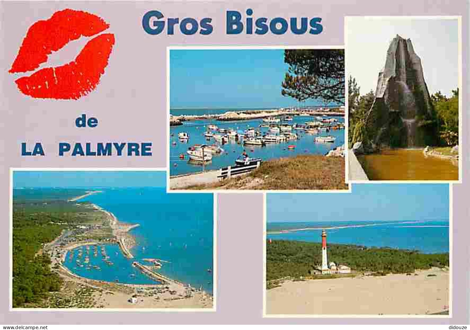 Carte Postale - 17 - La Palmyre - Les Mathes - Multivues - La plage - La mairie -  Village avec église - Le rond Point -