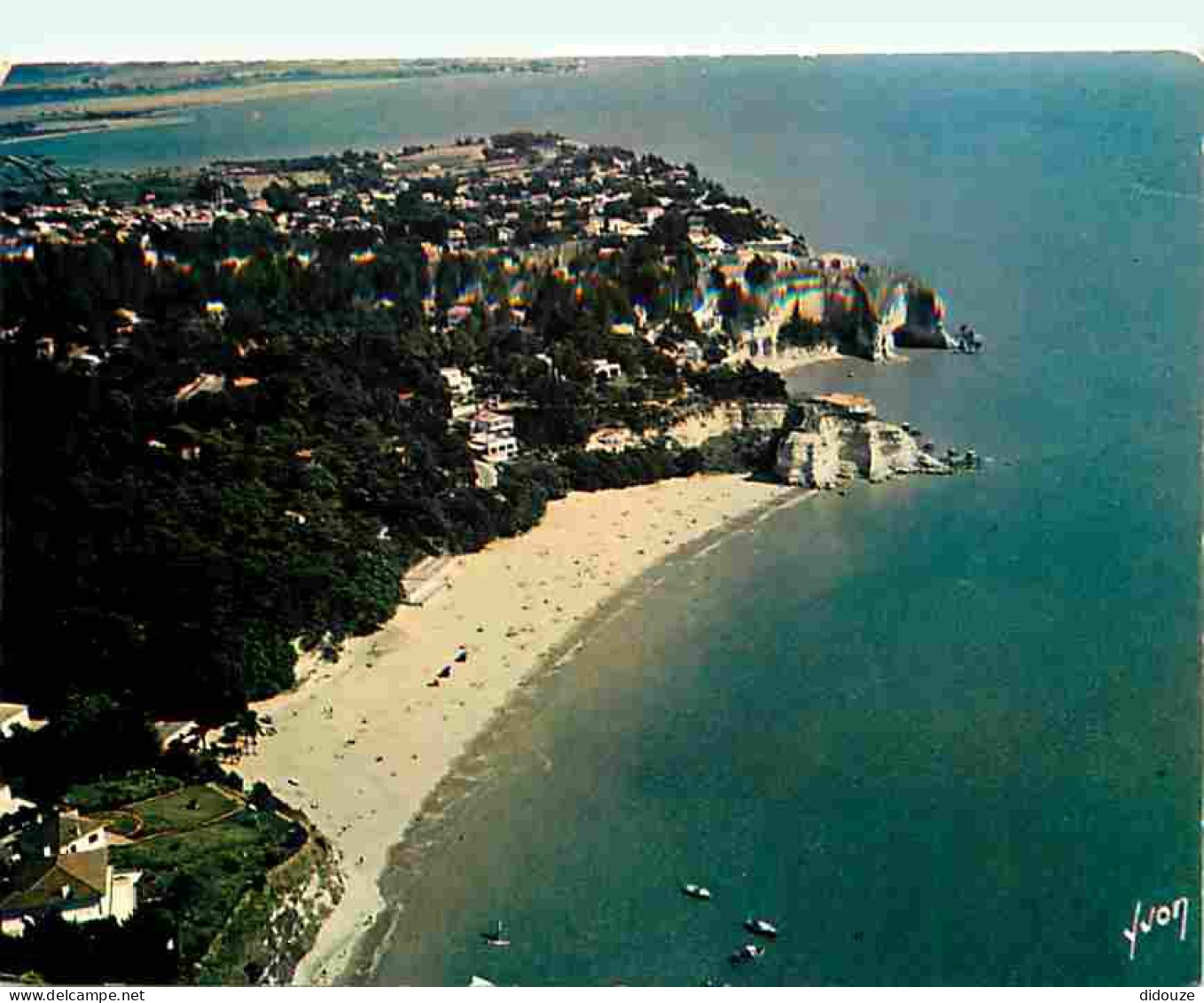 Carte Postale - 17 - Meschers - La Plage des Nonnes - en arrière-plan Meschers - Vue aérienne - CPM - Voir Scans Recto-V