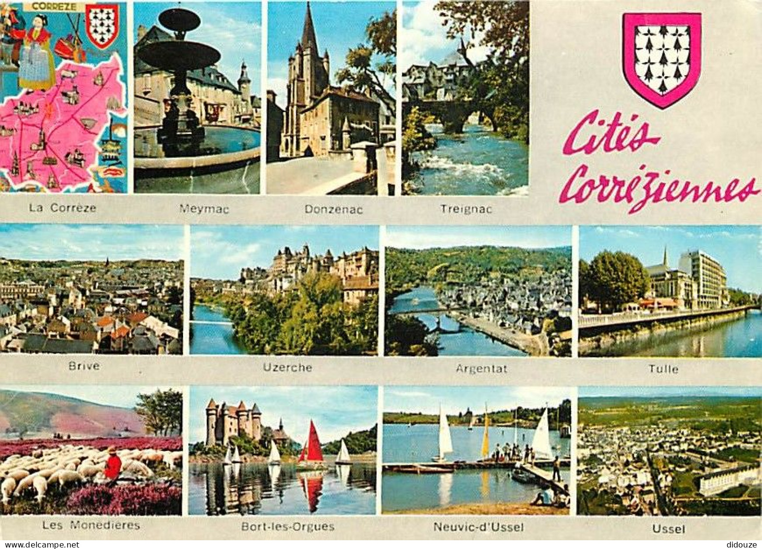 Carte Postale - 19 - Corrèze - Multivues - Blasons - Flamme Postale de Arnac Pompadour - CPM - Voir Scans Recto-Verso -