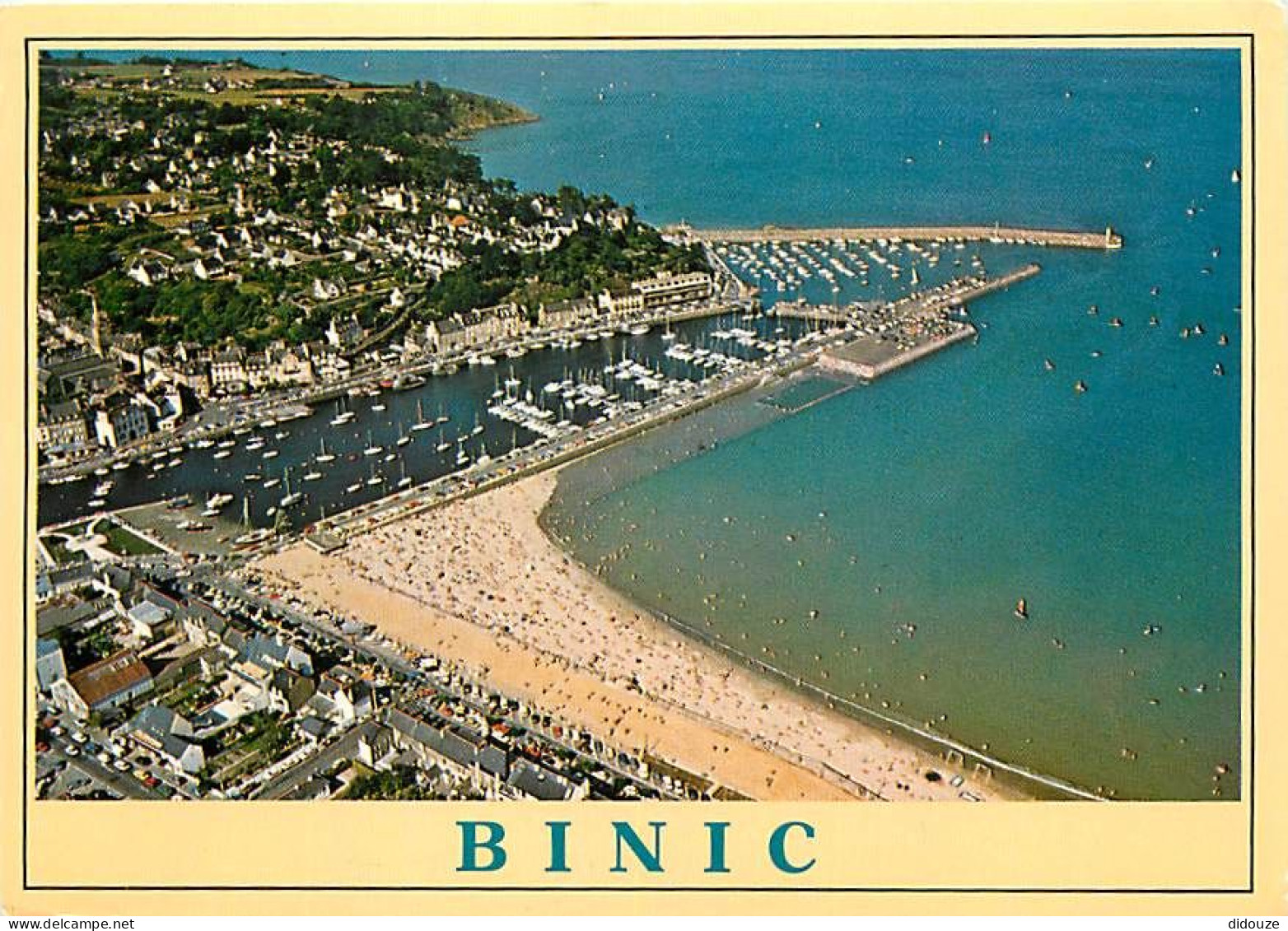 Carte Postale - 22 - Binic - La plage de la Banche et le port - Vue aérienne - Flamme Postale de Binic - CPM - Voir Scan