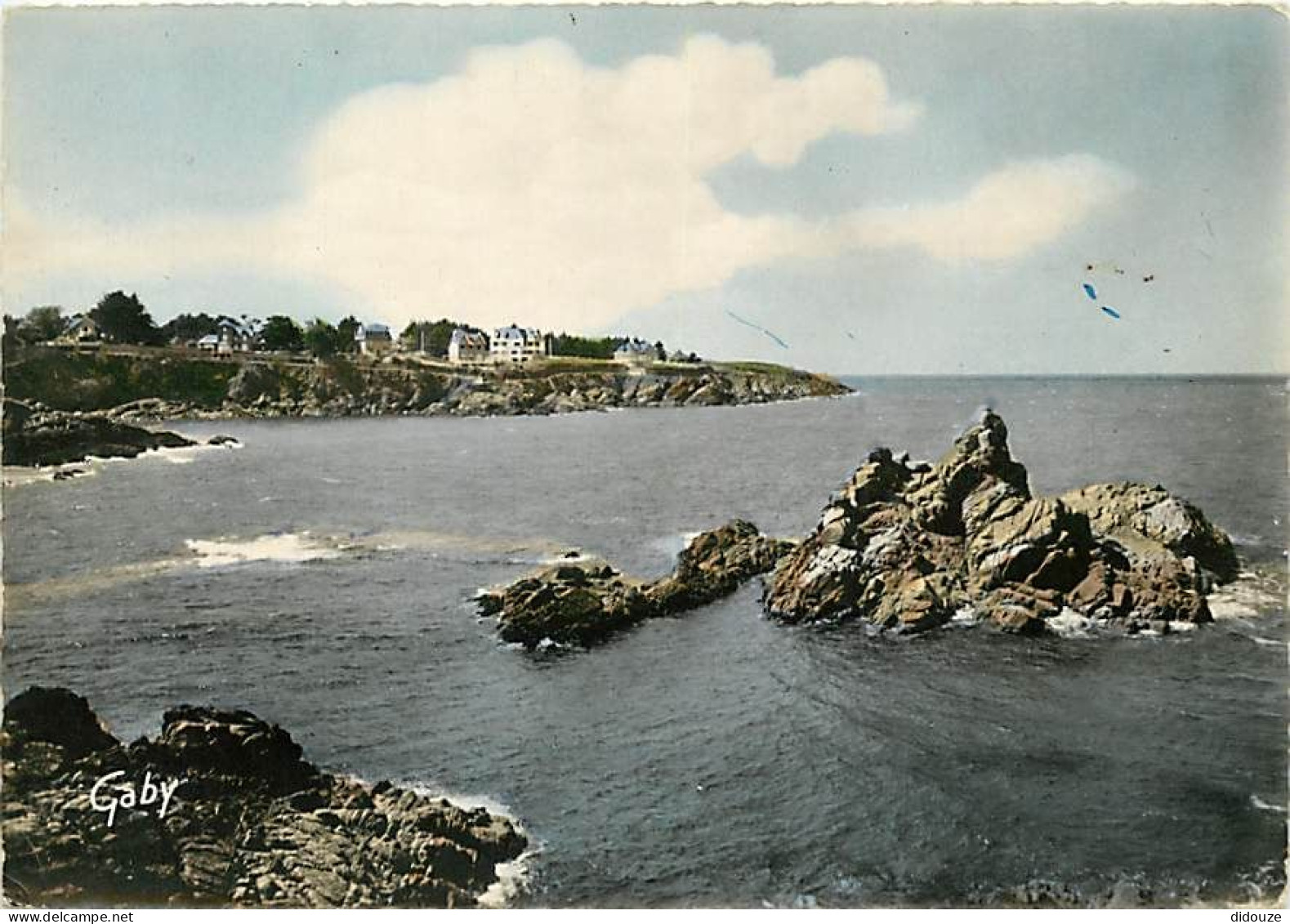 Carte Postale - 22 - Saint Quay Portrieux - Rocher de Gerbot d'Avoine et Poinfe de la Roche Noire - Flamme Postale de Sa