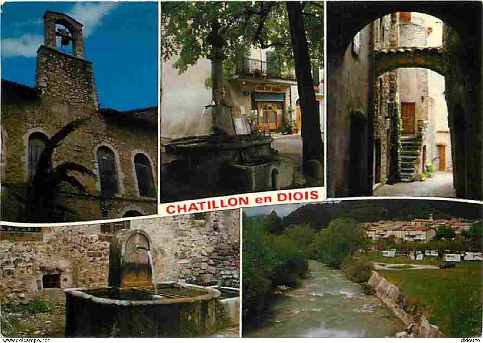 Carte Postale - 26 - Chatillon en Diois - Multivues - Fontaine - Vieilles pierres - Flamme Postale de Chatillon en Diois