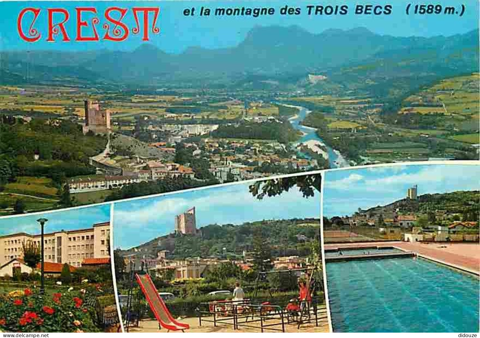 Carte Postale - 26 - Crest - Multivues - Piscine - Square - Jeux pour Enfants - Flamme Postale de Crest - CPM - Voir Sca
