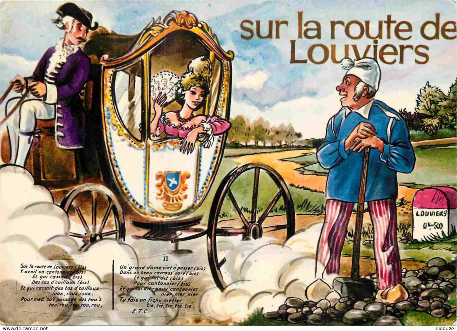 Carte Postale - 27 - Louviers - Sur la route de Louviers - Art illustration - Borne kilométrique - CPM - Voir Scans Rect