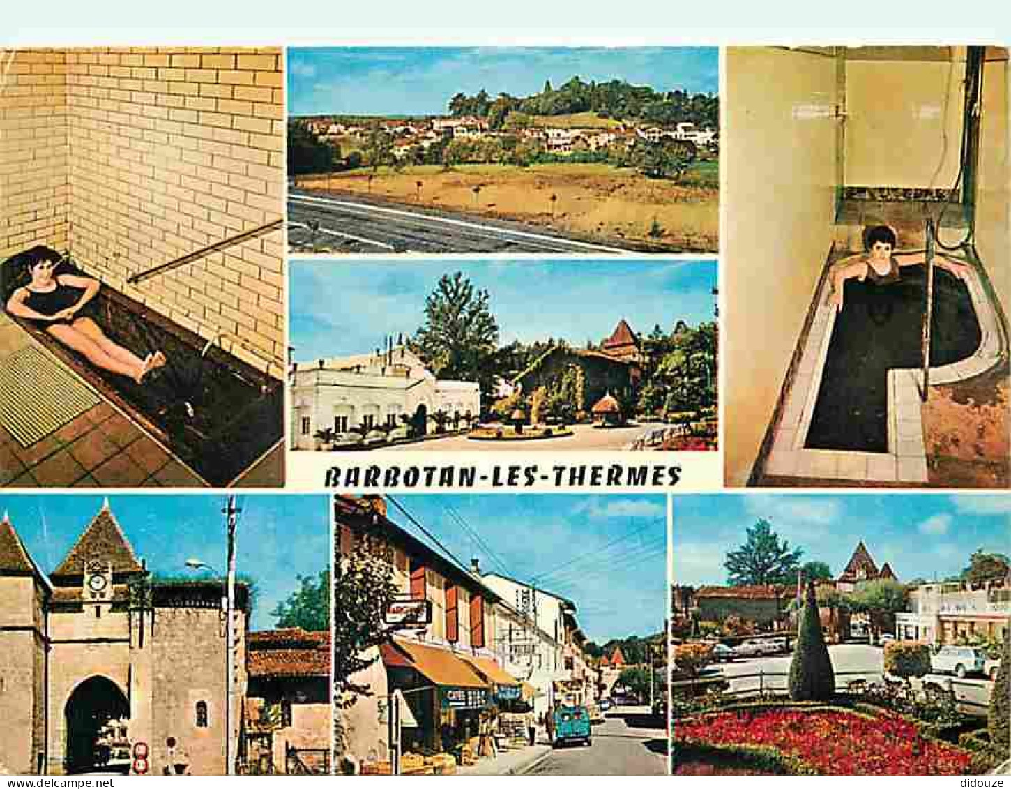 Carte Postale - 32 - Barbotan les Thermes - Les Thermes - Multivues - Bains - Automobiles - Flamme Postale de Barbotan l