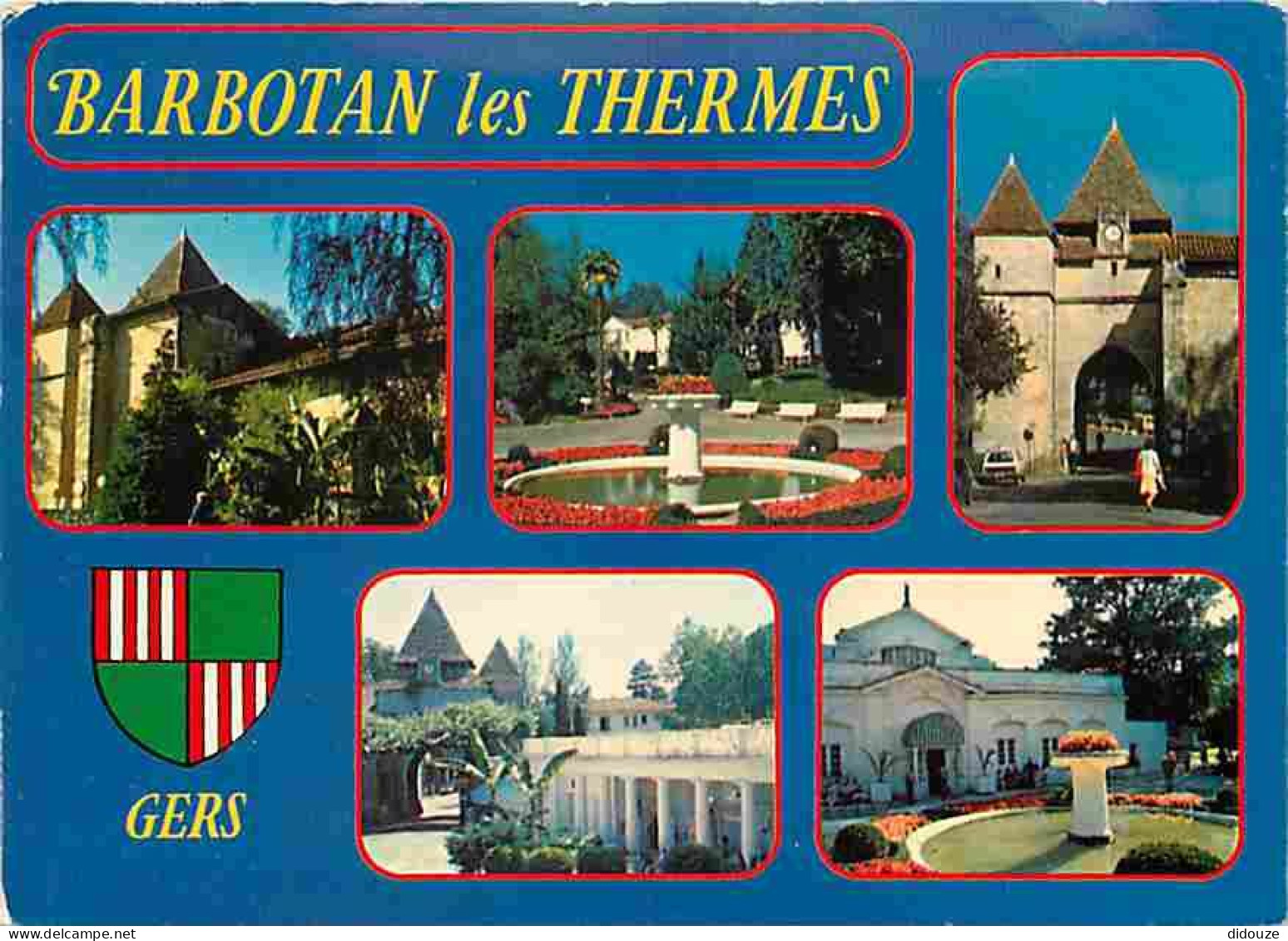 Carte Postale - 32 - Barbotan les Thermes - Multivues - Automobiles - Blasons - Flamme Postale de Barbotan les Thermes -