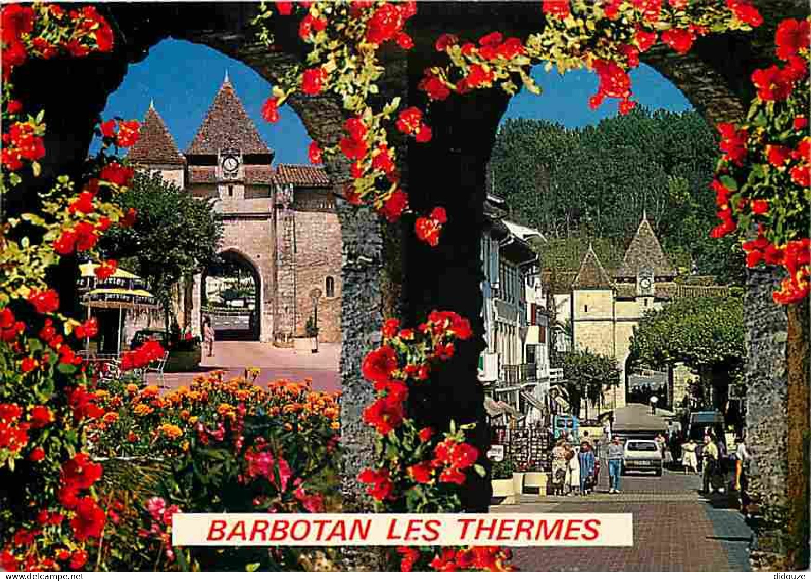 Carte Postale - 32 - Barbotan les Thermes - Multivues - Automobiles - Fleurs - Flamme Postale de Barbotan les Thermes -