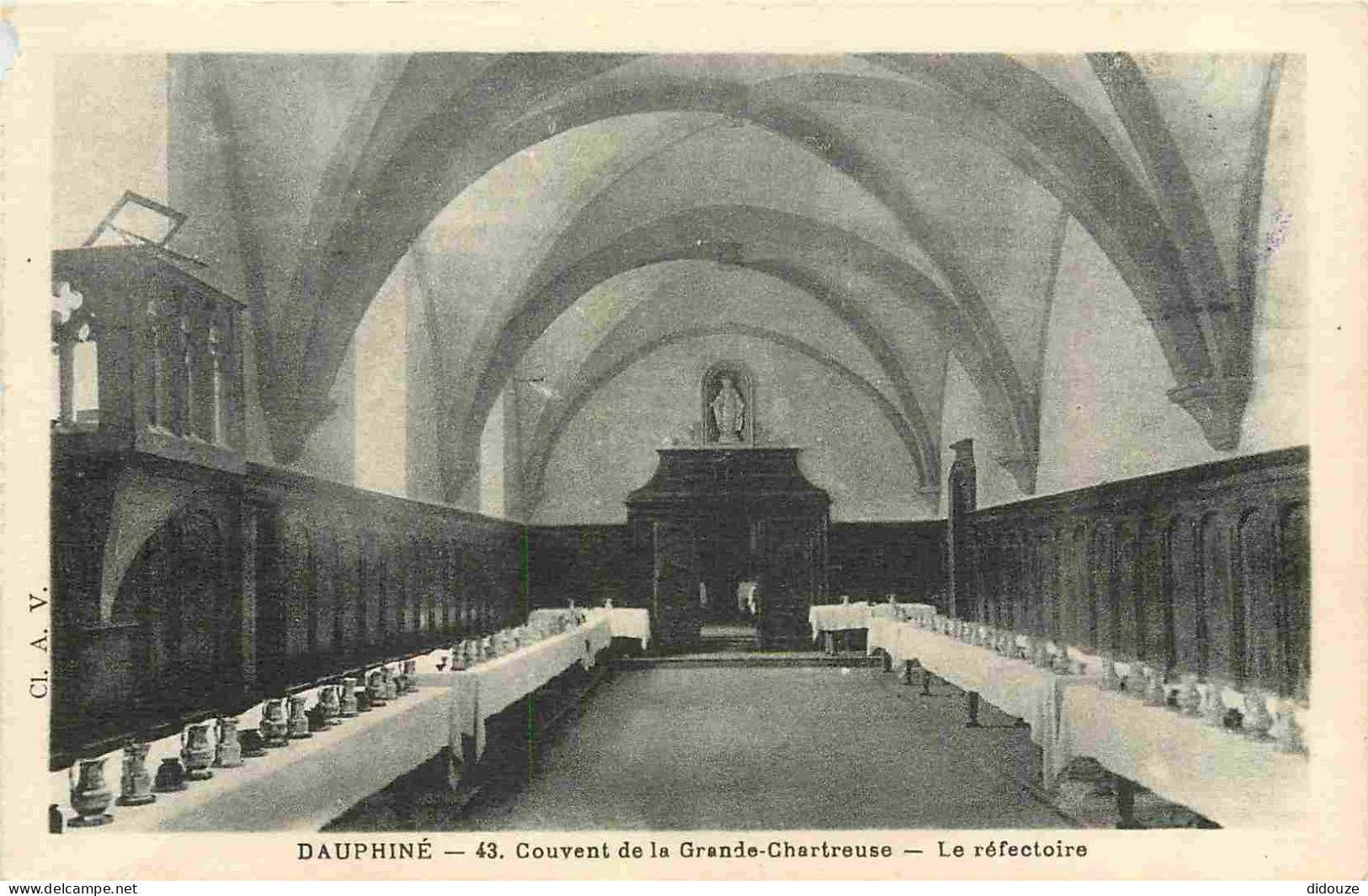 Carte Postale - 38 - La Grande Chartreuse - intérieur du Couvent de la Grande Chartreuse - Réfectoire - CPA - Etat abimé
