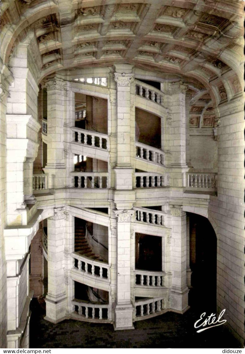 Carte Postale - 41 - Chambord - Chateau de chambord - le grand escalier double - Mention Photographie véritable - Carte