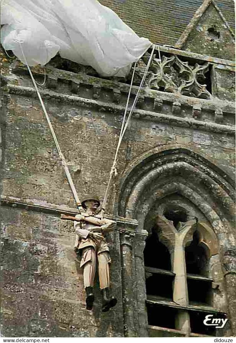 Carte Postale - 50 - Sainte Mère Eglise - L'Eglise - Le clocher - Mannequin représentant le parachutiste américain John