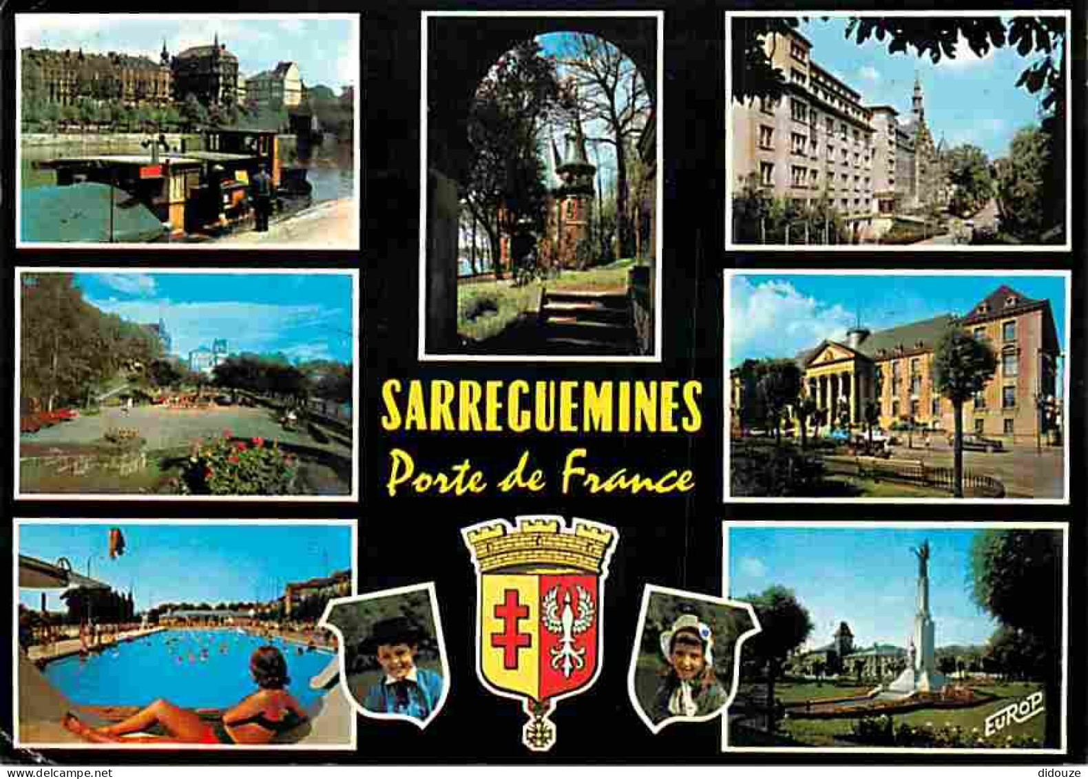 Carte Postale - 57 - Sarreguemines - Multivues - Blasons - Folklore - Piscine - Flamme Postale de Sarreguemines - CPM -