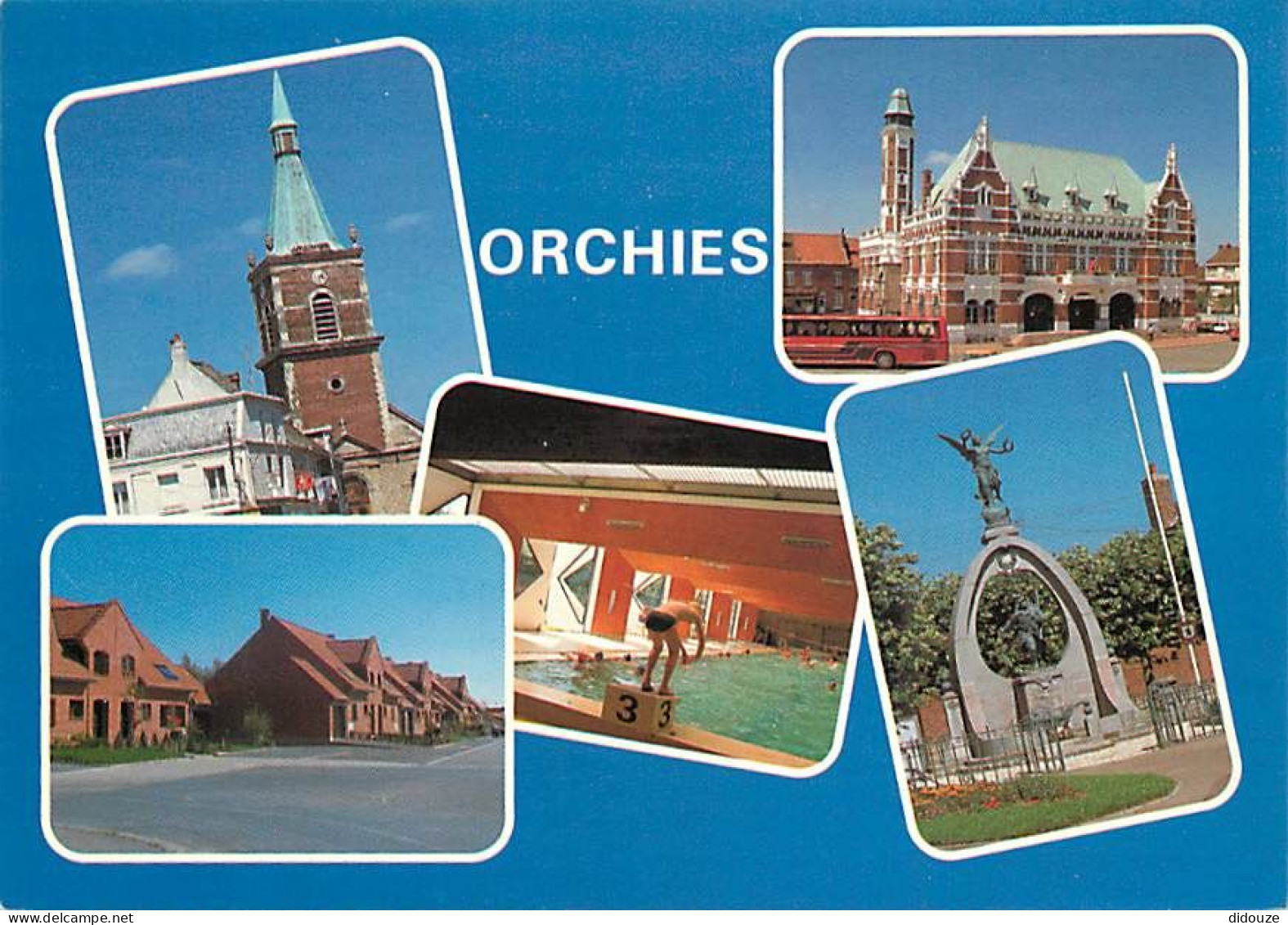 Carte Postale - 59 - Orchies - Multivues - Eglise - Hôtel de ville - Nouveaux quartiers - Piscine - Monuments aux morts