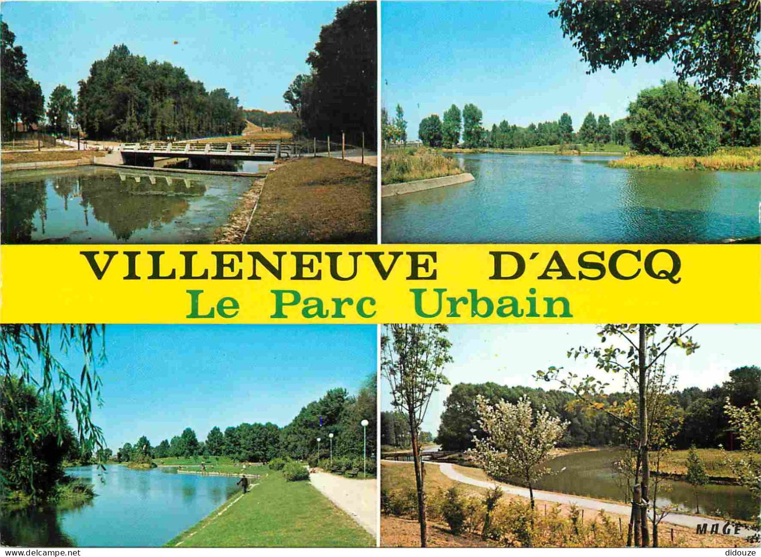 Carte Postale - 59 - Villeneuve d'Ascq - Le parc urbain - Multivues - Flamme postale du 55e anniversaire du massacre d'A